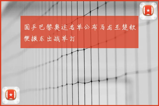 国乒巴黎奥运名单公布马龙王楚钦樊振东出战单打